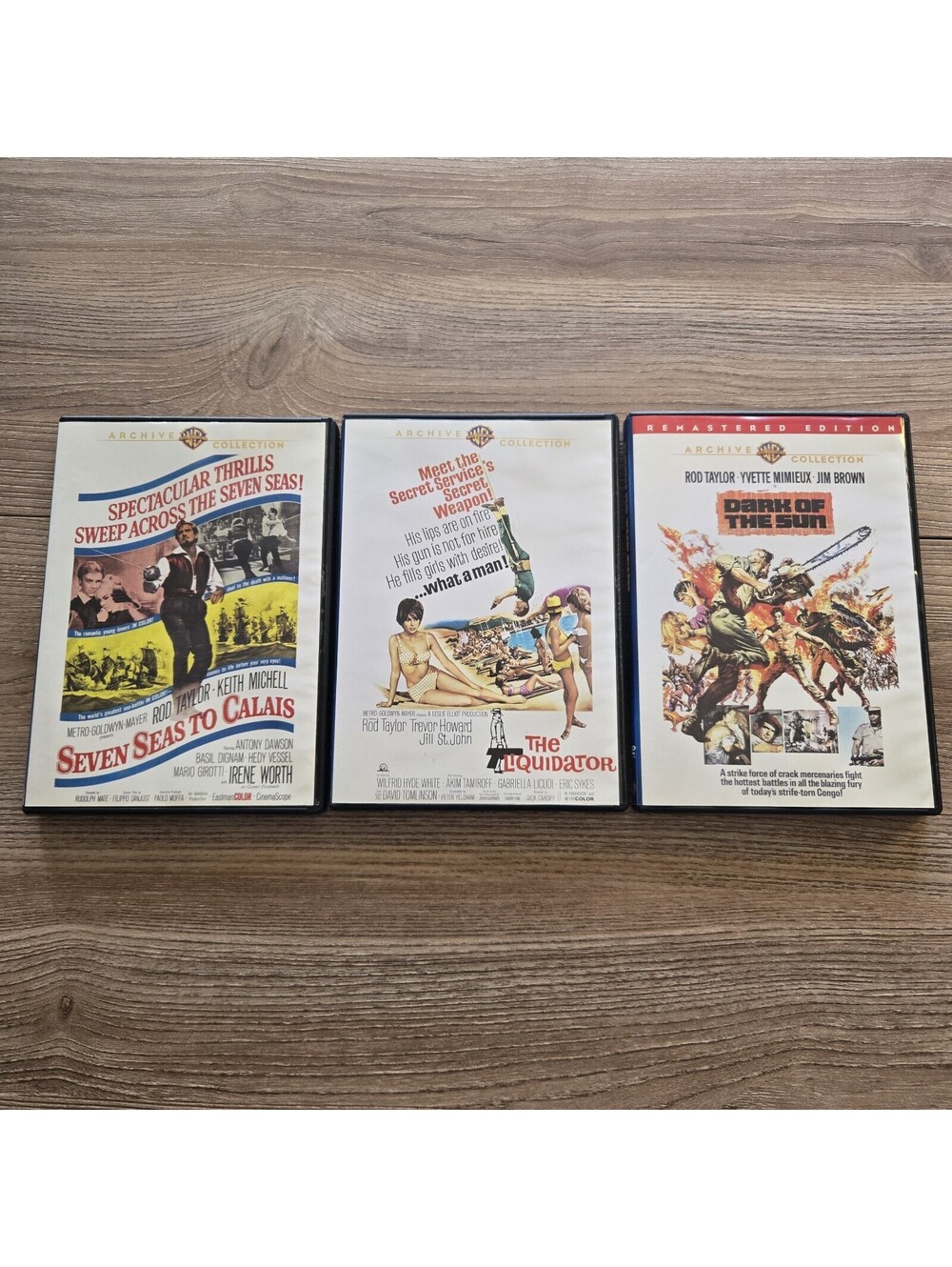 Rod Taylor 3-DVD LOT: Dark of the Sun + Liquidator + Seven Seas Warner Archive